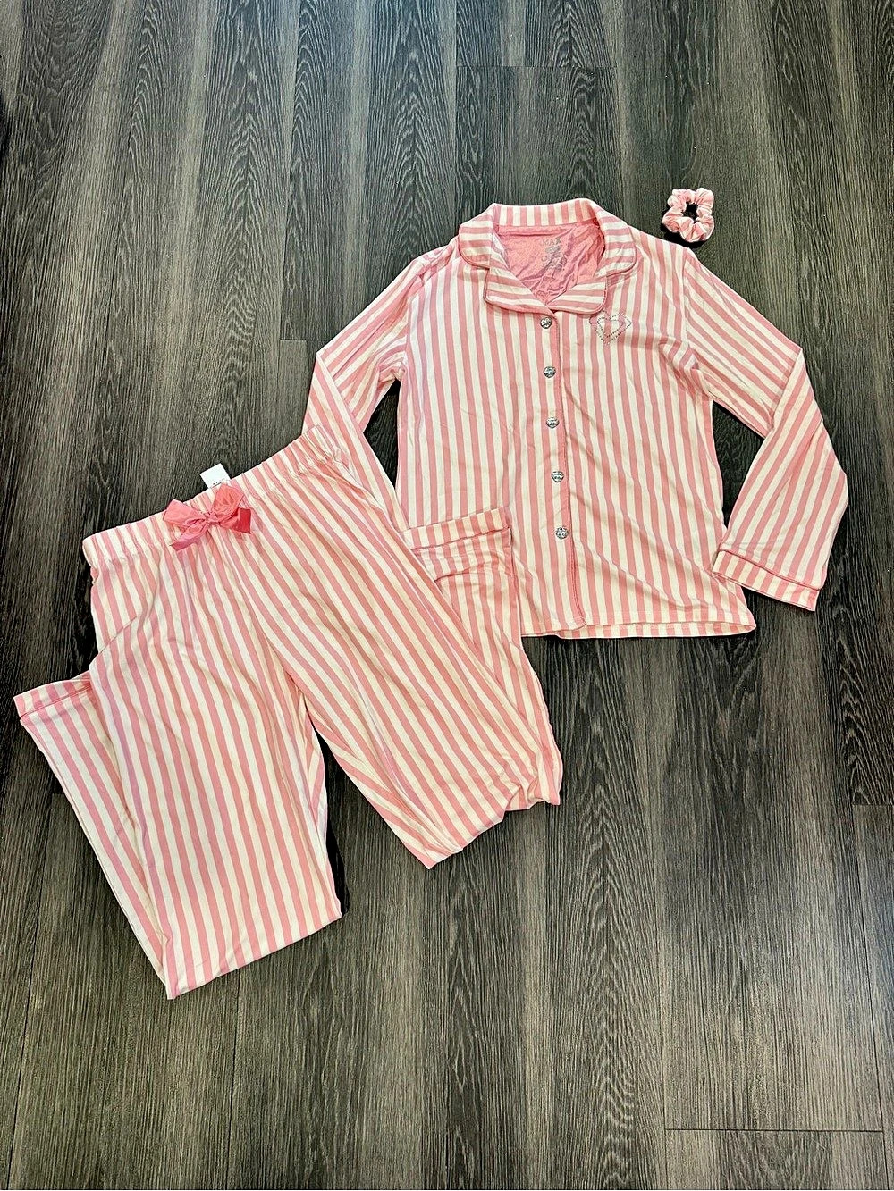 Pajama Set Striped Pink & White youth XL NWT - Max & Olivia